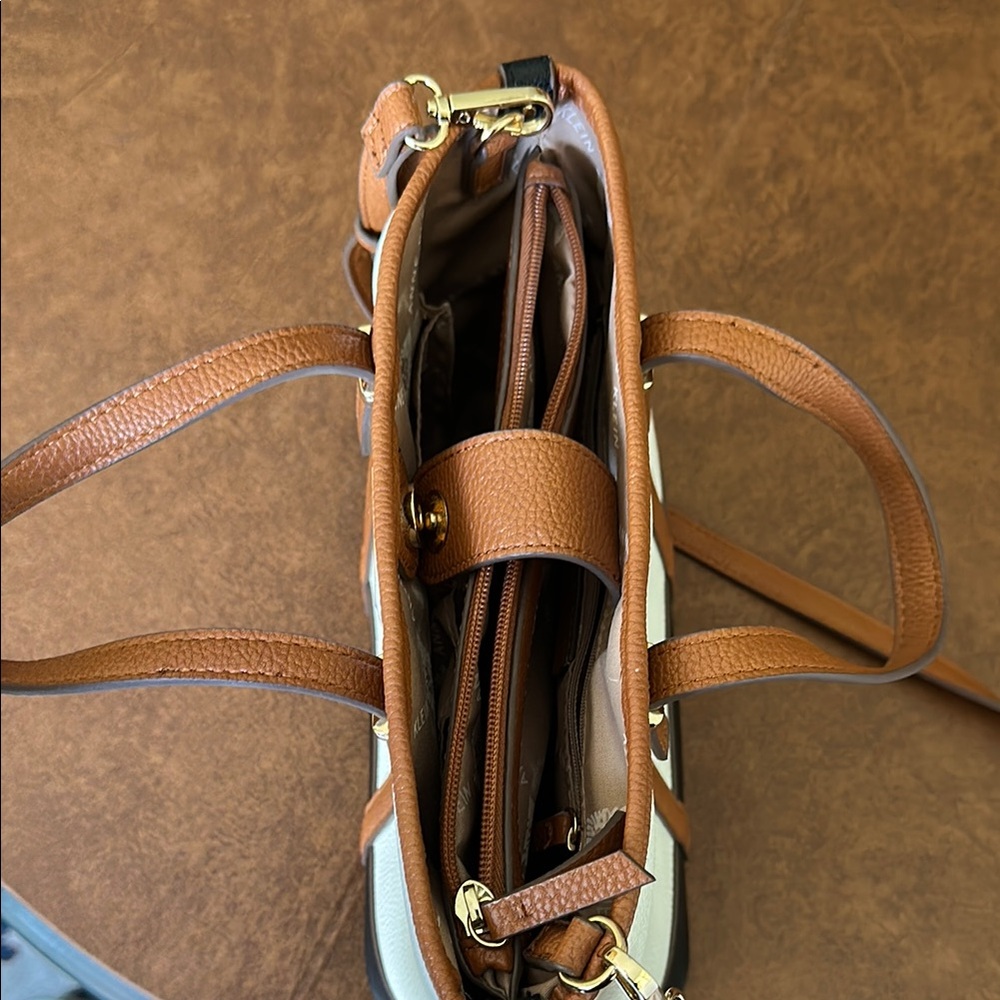 White and Brown Anne Klein Tote Bag - Picture 4 of 9